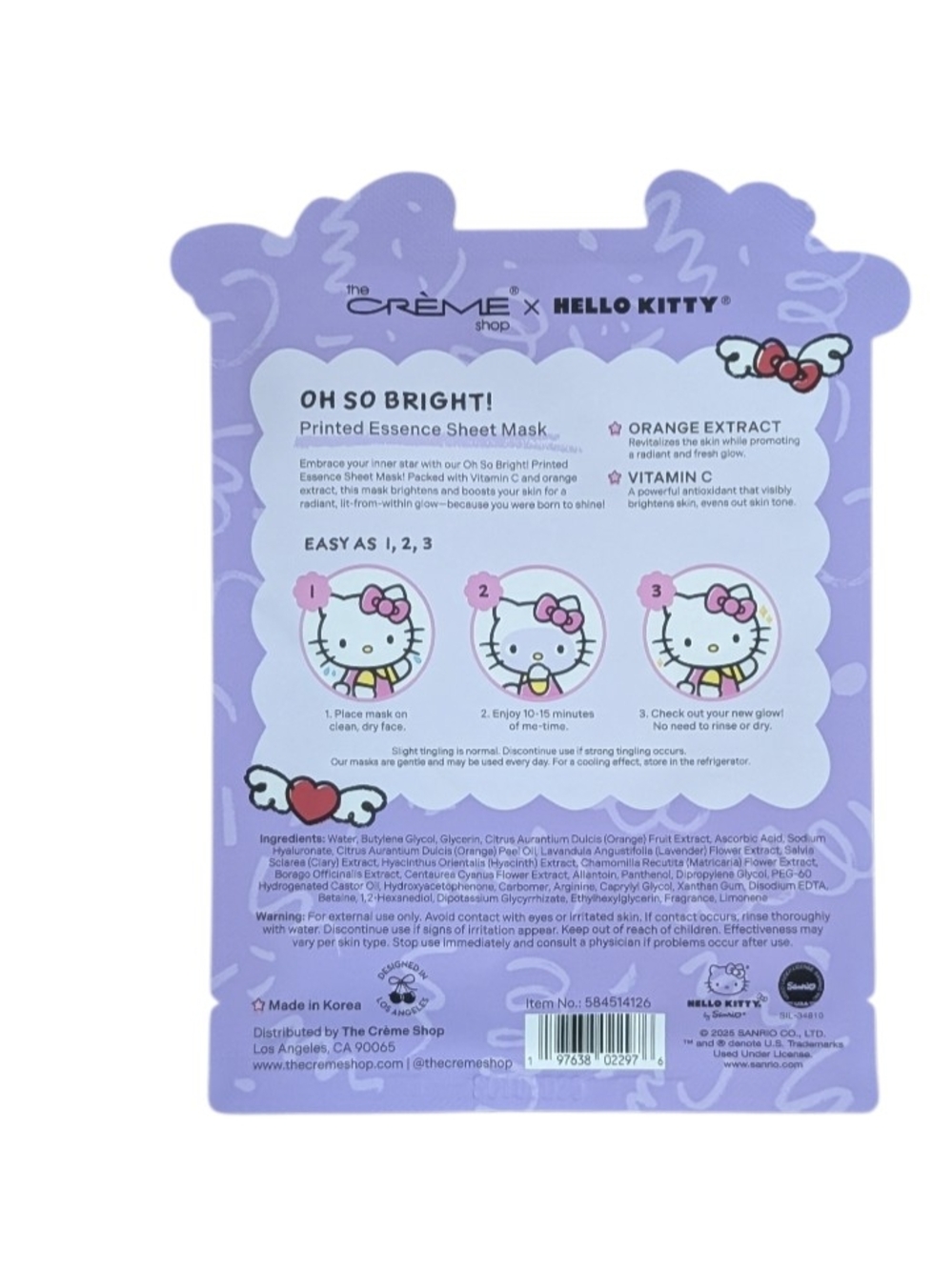 The Creme Shop x Hello Kitty Lavender Sheet Mask – Orange Extract - Picture 2 of 3